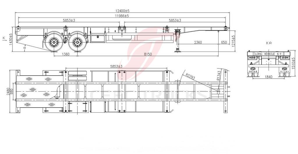 2 axle 40T bogie suspension trailer