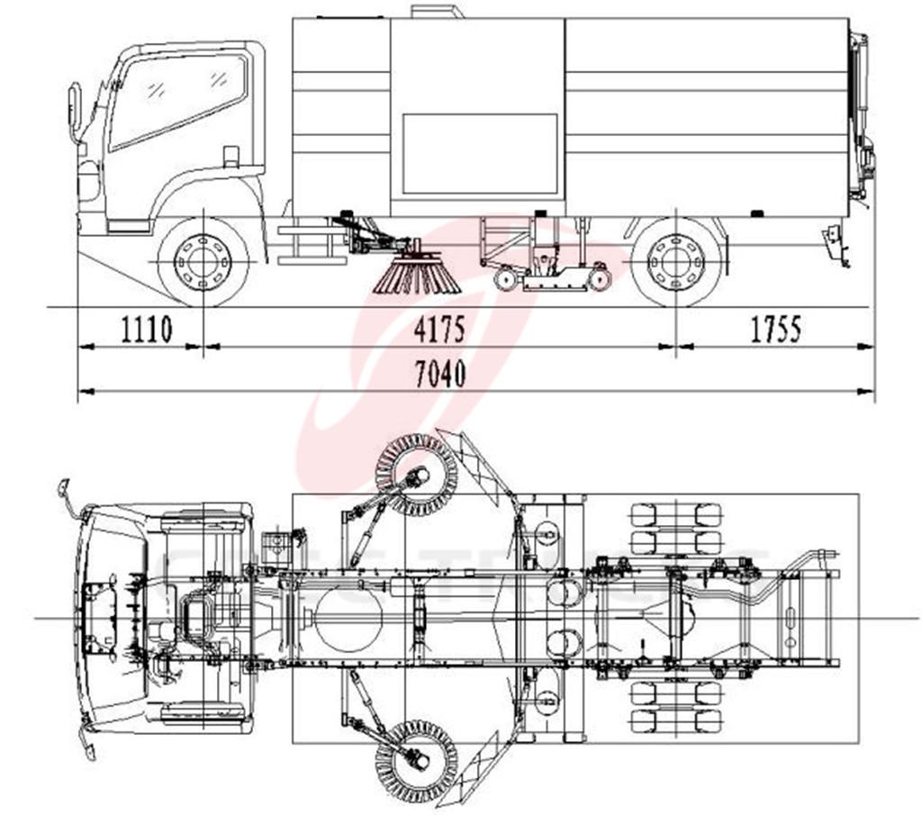 2 brush model road sweeper