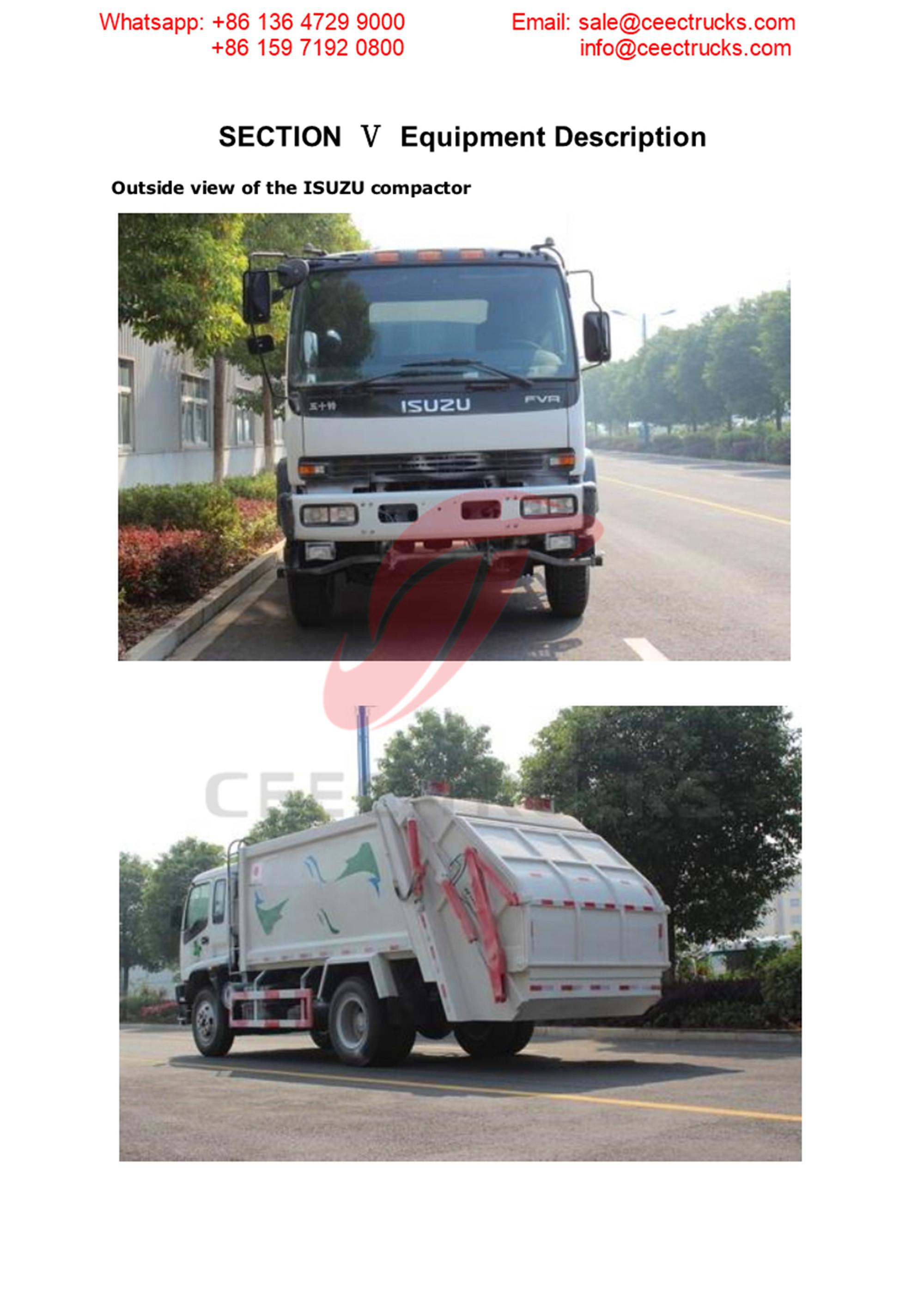 Dominica customer buy ISUZU FVR 12CBM garbage compactor truck