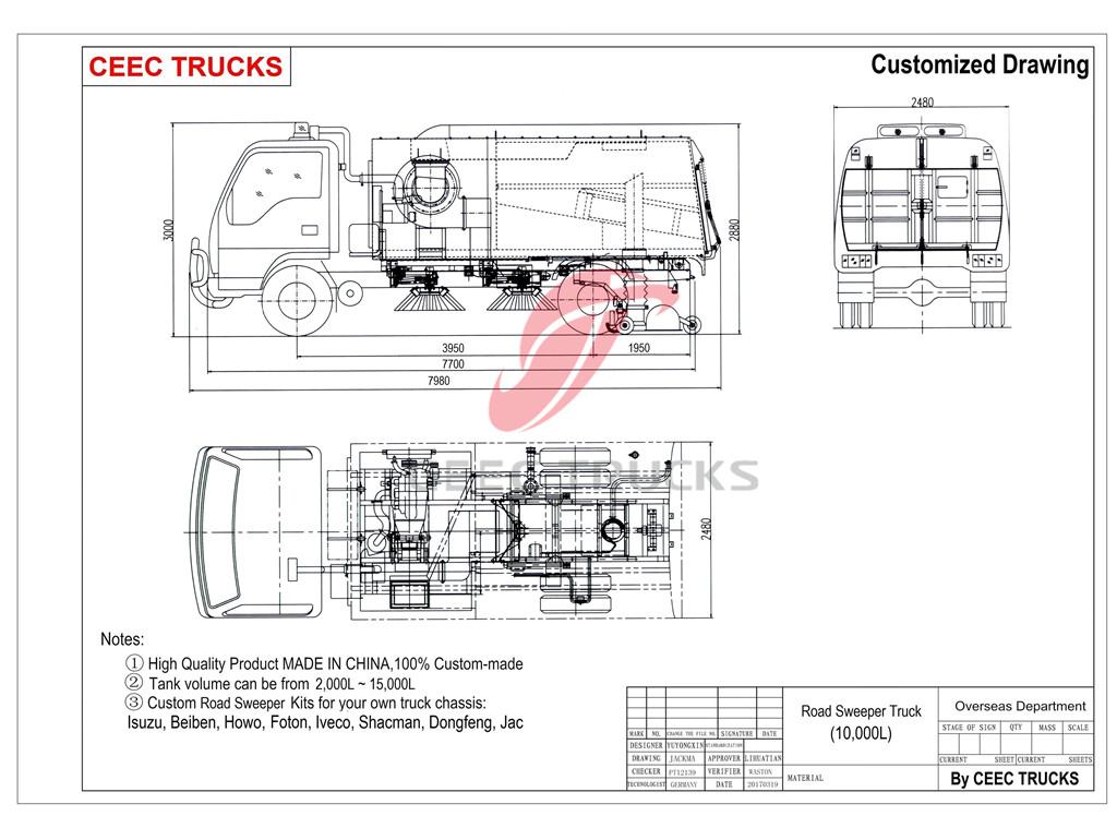 CEEC road sweeper truck drawing