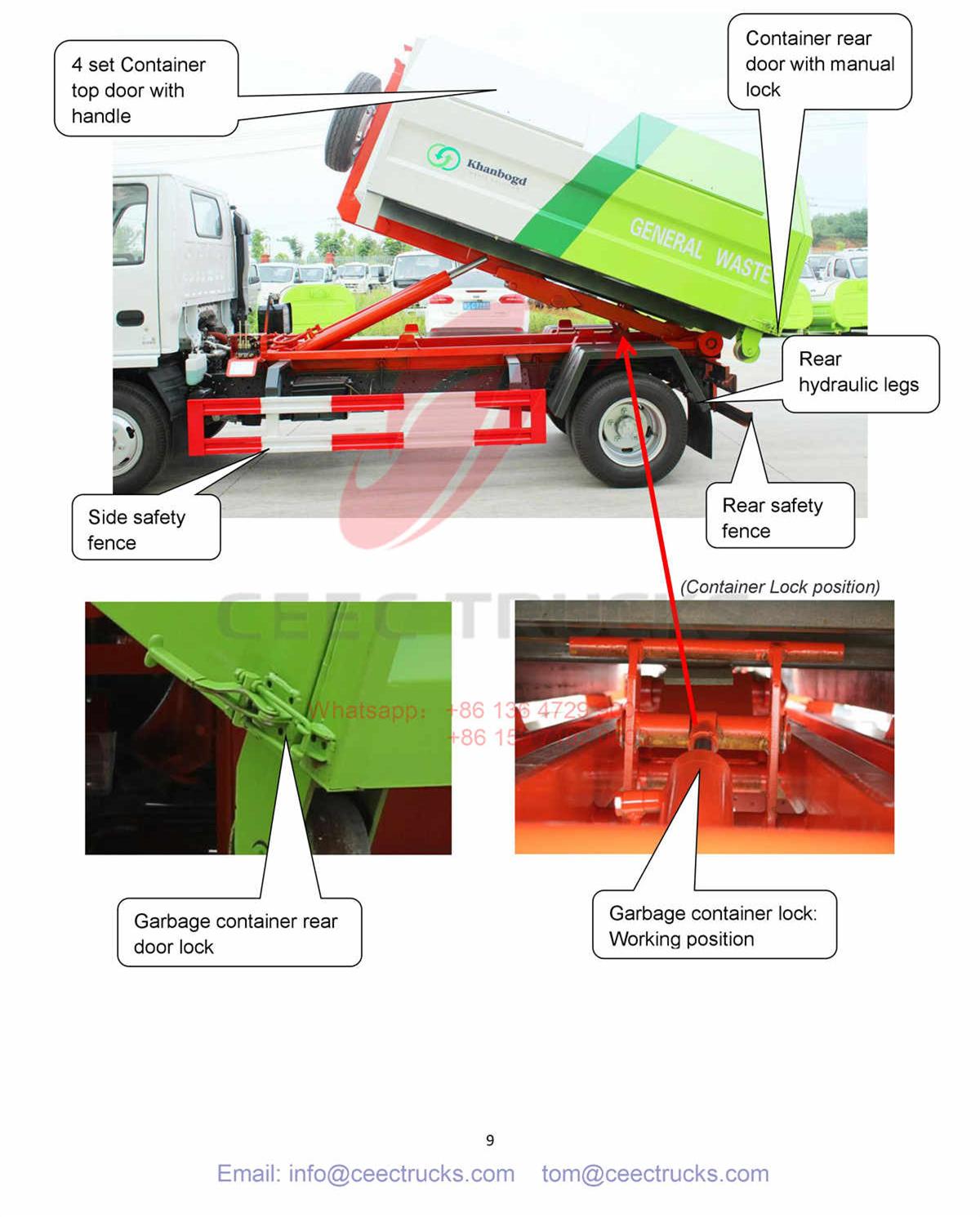 Mongolia--ISUZU 12CBM hook loader refuse truck Manual