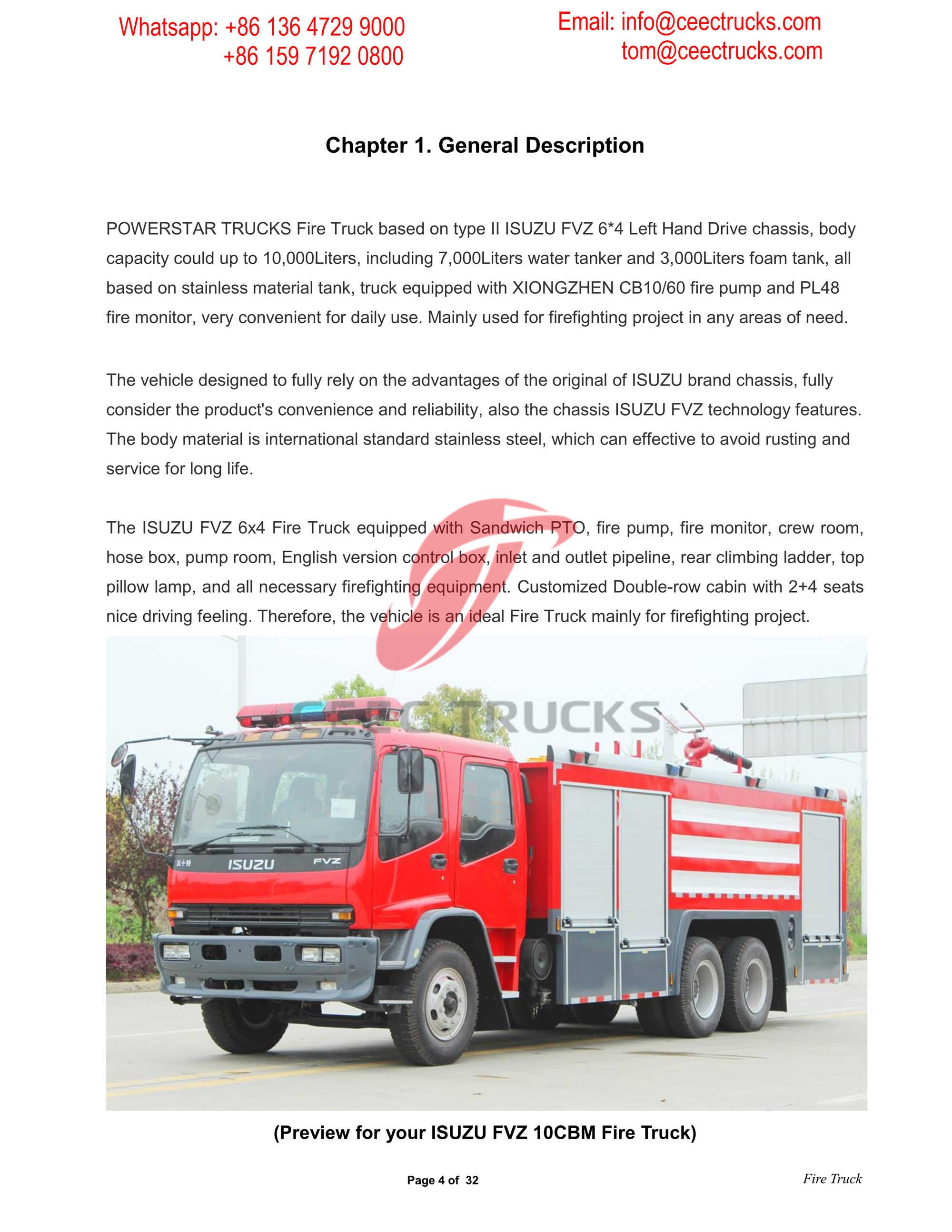 ISUZU FVZ Fire Truck Manual--Laos