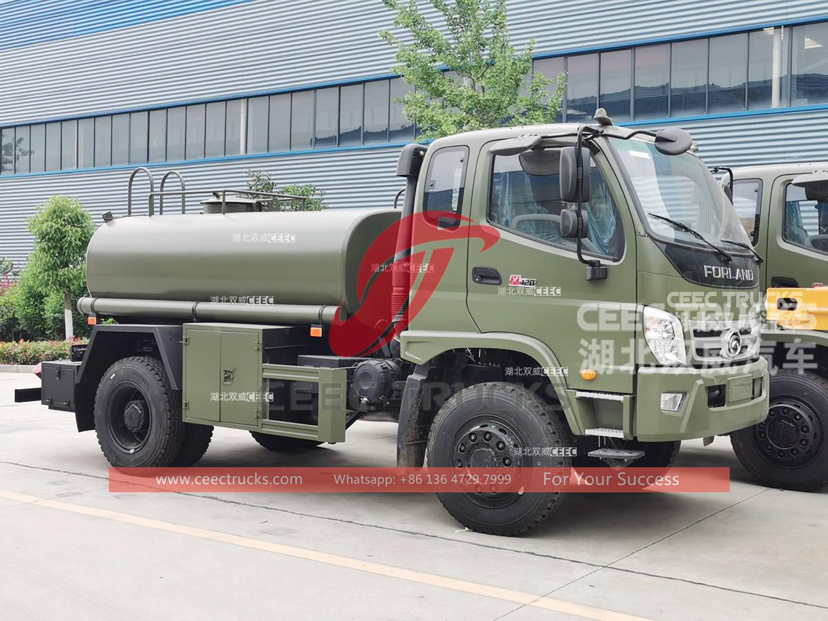 Customized FOTON 4Ã—4 4000L potable water tanker trucks for sale