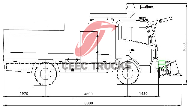 Technical drawing of Isuzu police riot vehicle with water cannon