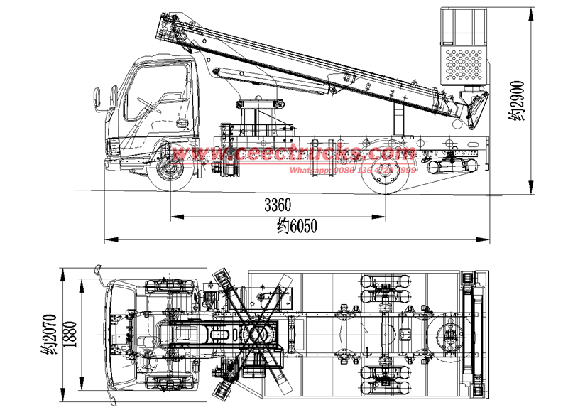 ISUZU manlifter truck technical drawing
