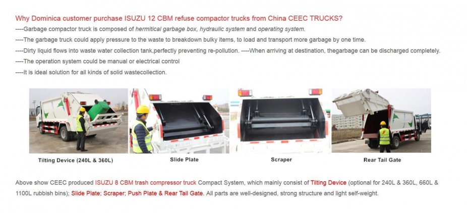 Japan technology 12 CBM garbage compactor truck