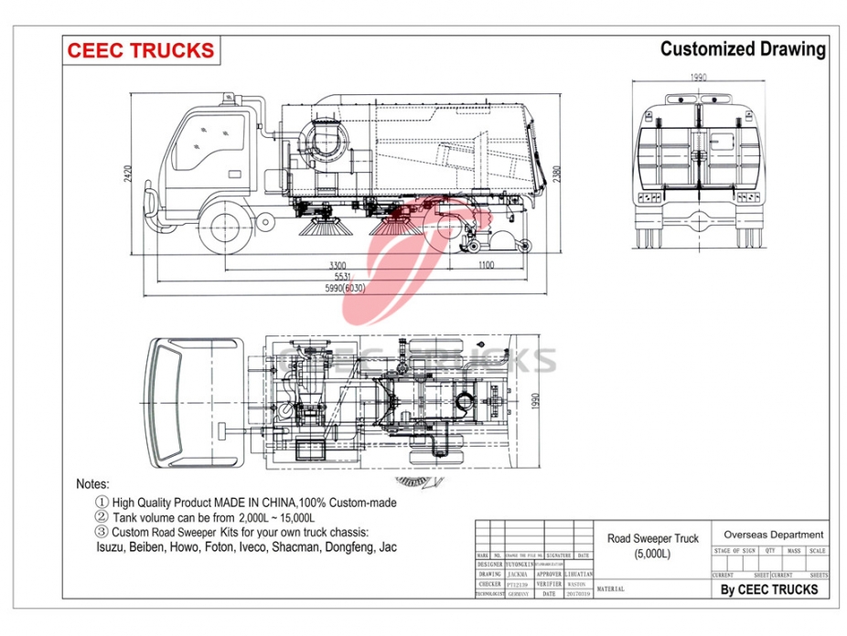 Camión barredor de vacío Dongfeng 5000L