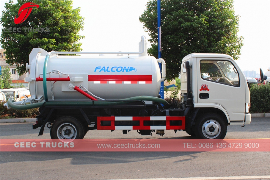 Low price Dongfeng 4,000L vacuum sewage suction truck