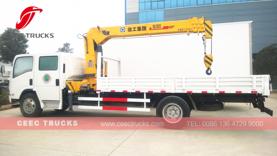 ISUZU 6300kg crane truck with double row cabin