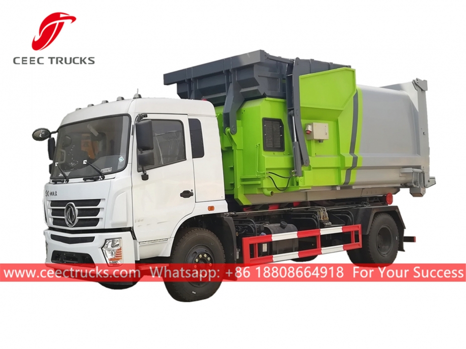 Cargador de gancho Dongfeng con contenedor compactador