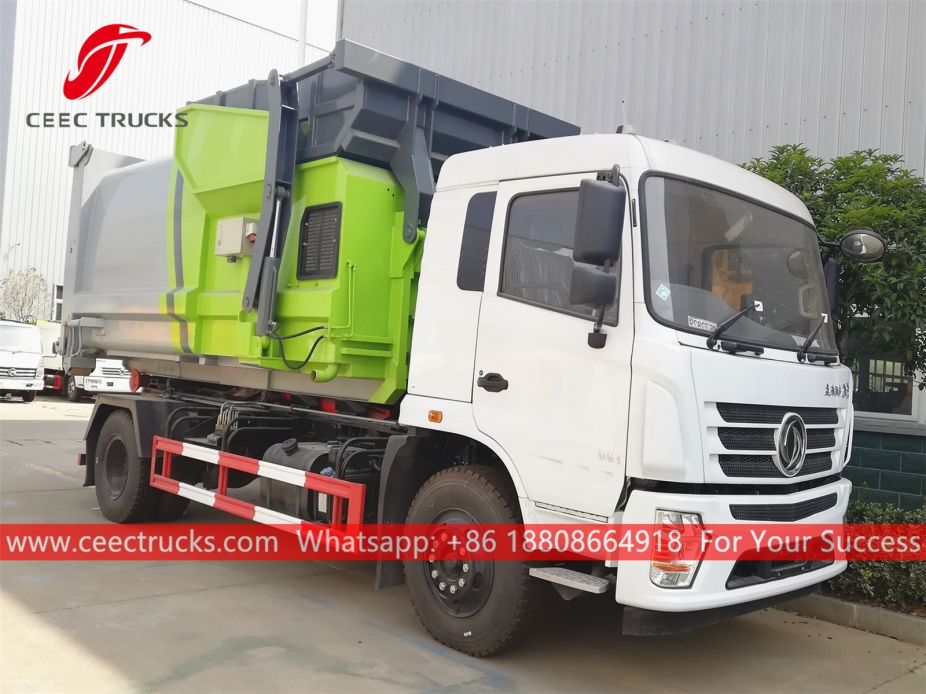 Cargador de gancho Dongfeng con contenedor compactador