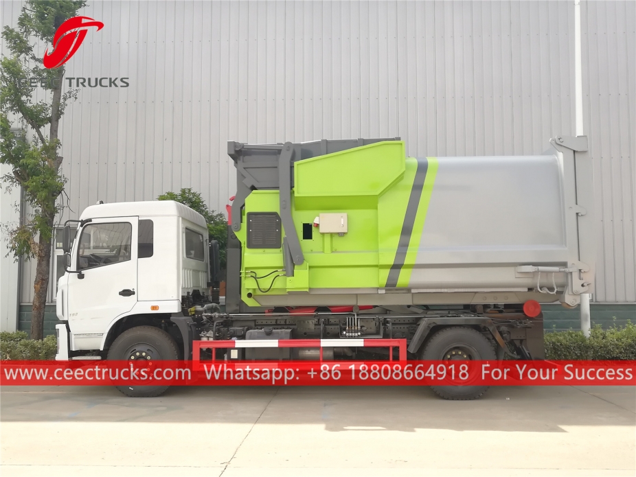 Cargador de gancho Dongfeng con contenedor compactador