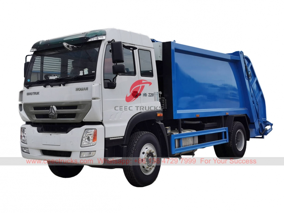 HOWO RHD 12CBM waste compactor truck for export