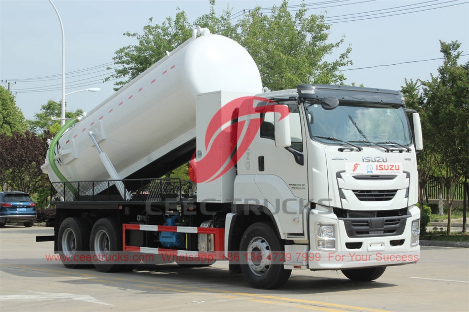 ISUZU GIGA 6×4 vacuum tank truck with Italy MORO pump for Myanmar