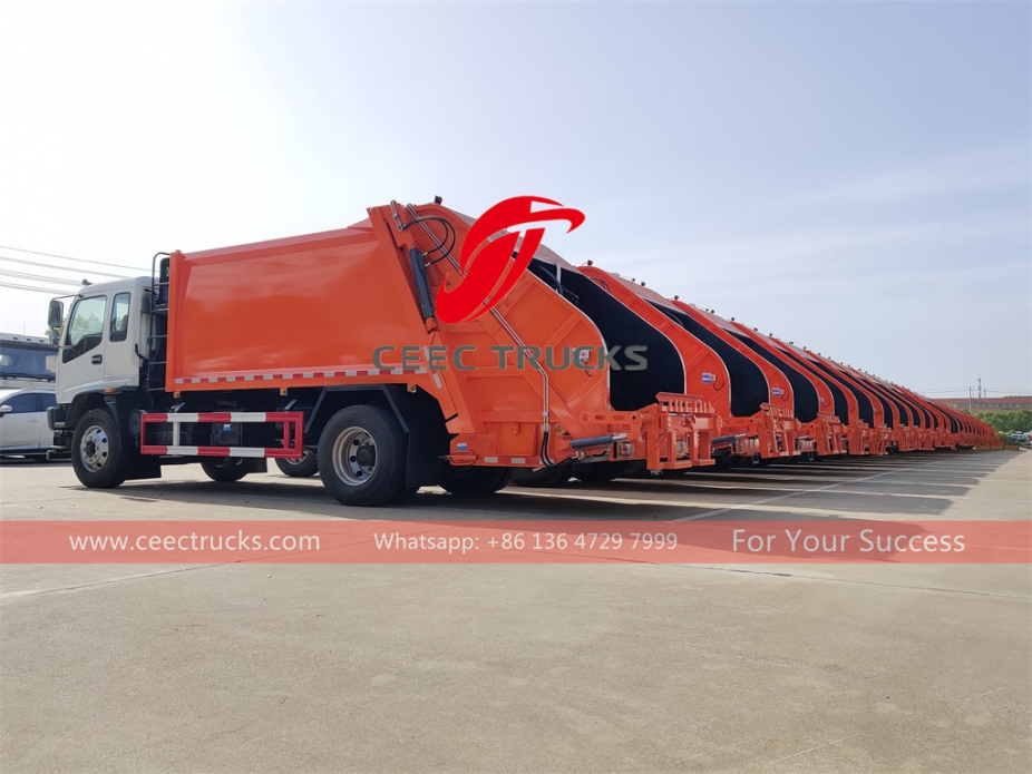 Dubai customer buy ISUZU 10 cubic meter refuse compactor trucks