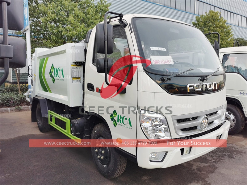 Good price FOTON 3CBM mini refuse compression truck for sale