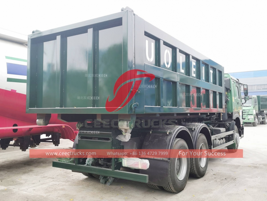 HOWO 10 wheeler 20CBM hook lift garbage truck