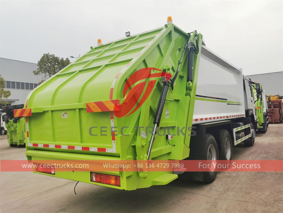 HOWO LHD 290HP 18CBM rear load garbage truck on sale