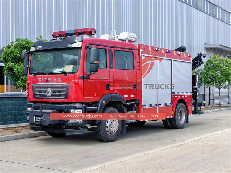 Vehículo de rescate contra incendios Howo con grúa de 5 toneladas e iluminación de emergencia de 12 m