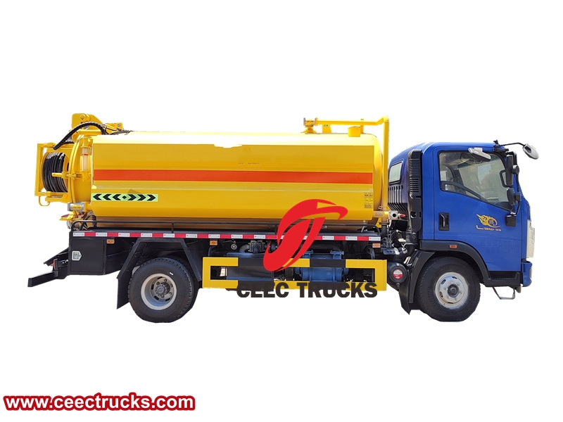 Howo 5 cbm truck mounted sewage jetter with factory direct sale