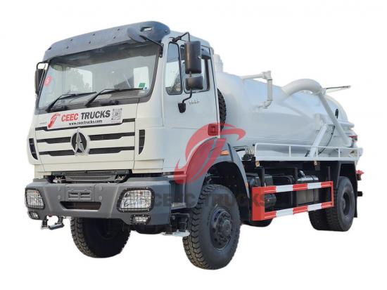 Beiben 1929 offroad 4x4 cesspit emptier 8000L vacuum suction tanker truck