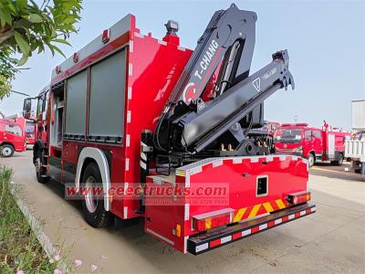 Howo multipurpose fire truck with hydraulic crane