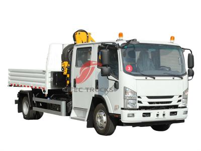 Isuzu ELF double cabin dumper with knuckle crane