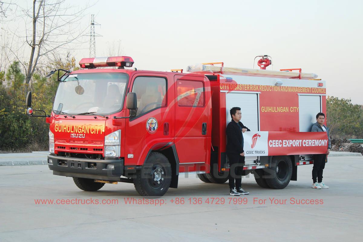 Filipinas - Se entregaron 2 unidades de camiones de bomberos con tanque de agua ISUZU desde la fábrica de CEEC