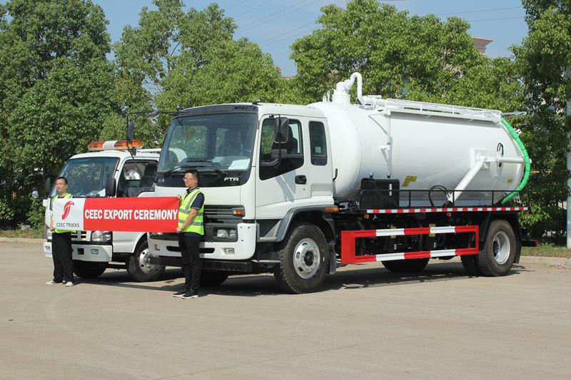 África - El camión de vacío ISUZU FTR y el camión de remolque NKR se entregan con éxito en África